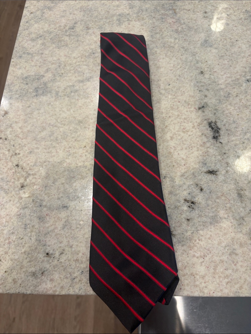 Classic Black Tie with Red Diagonal Stripes